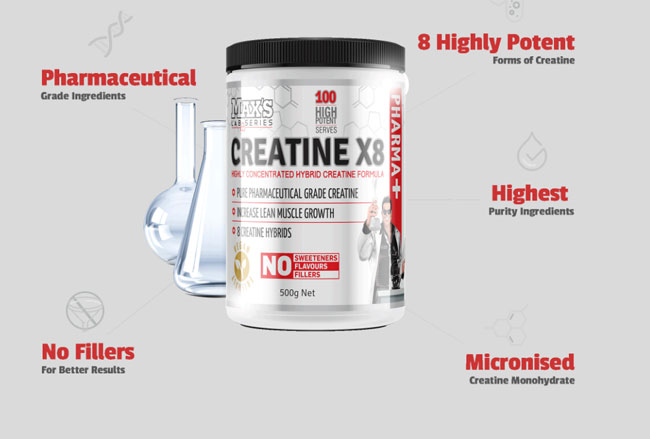 creatine surrounded by test tubes