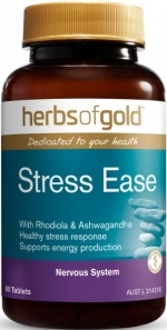 an aqua coloured bottle of tablets Herbs-of-Gold-Stress-Ease.jpg
