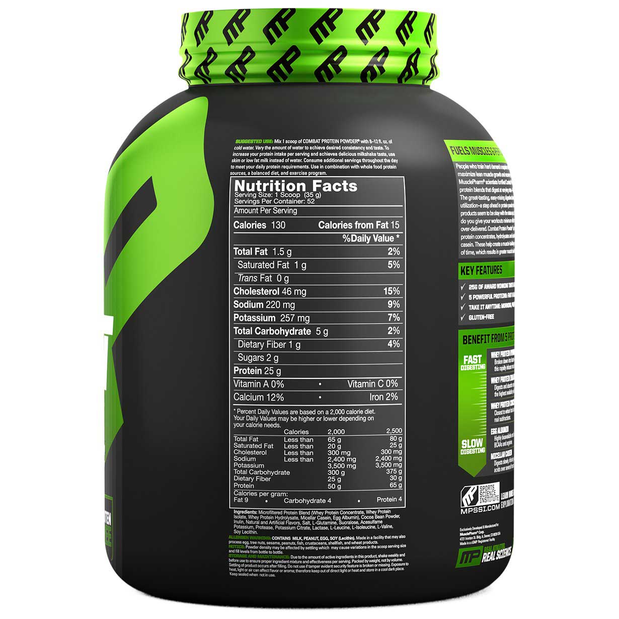 Combat Protein Powder by MusclePharm Sporty's Health