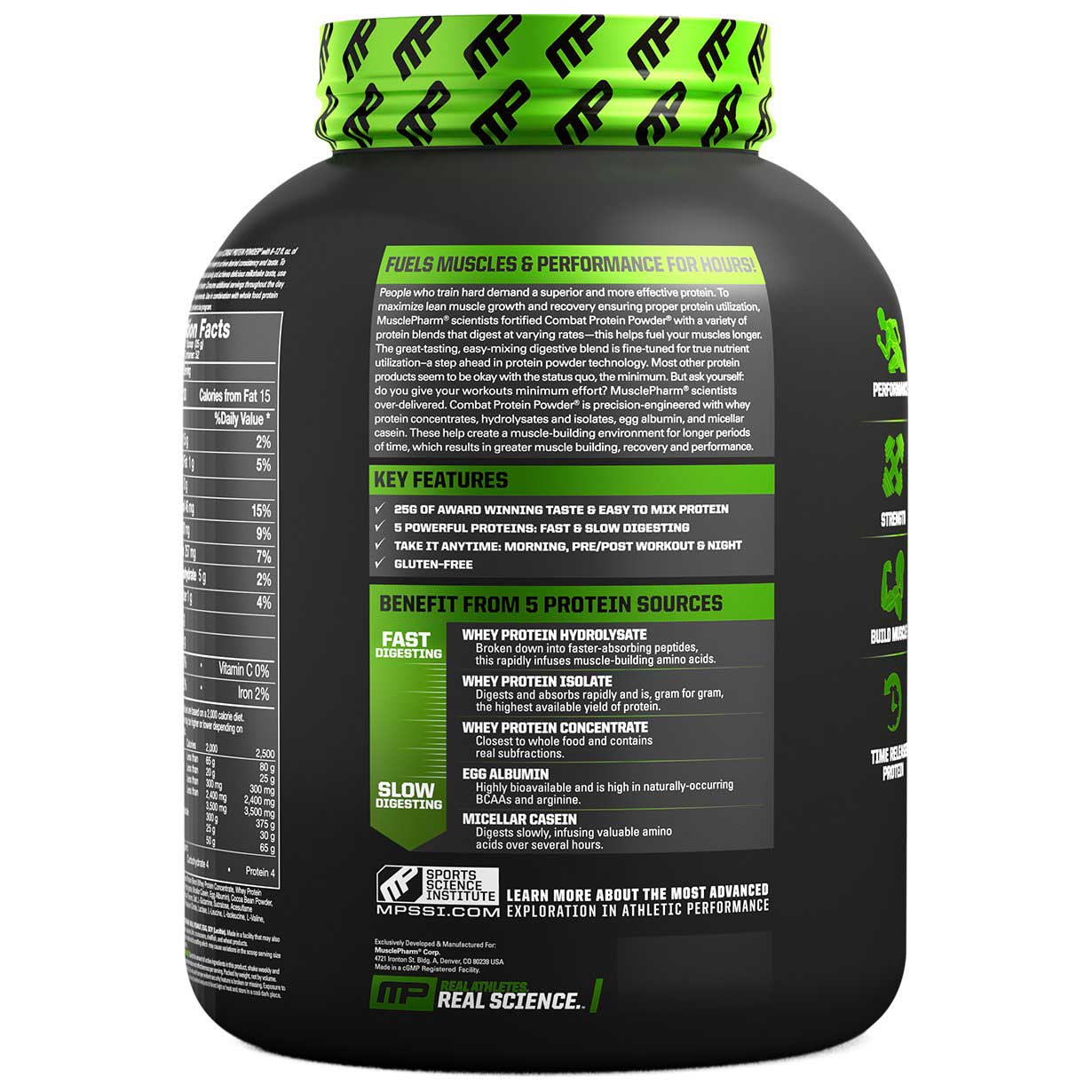 Combat Protein Powder by MusclePharm Sporty's Health