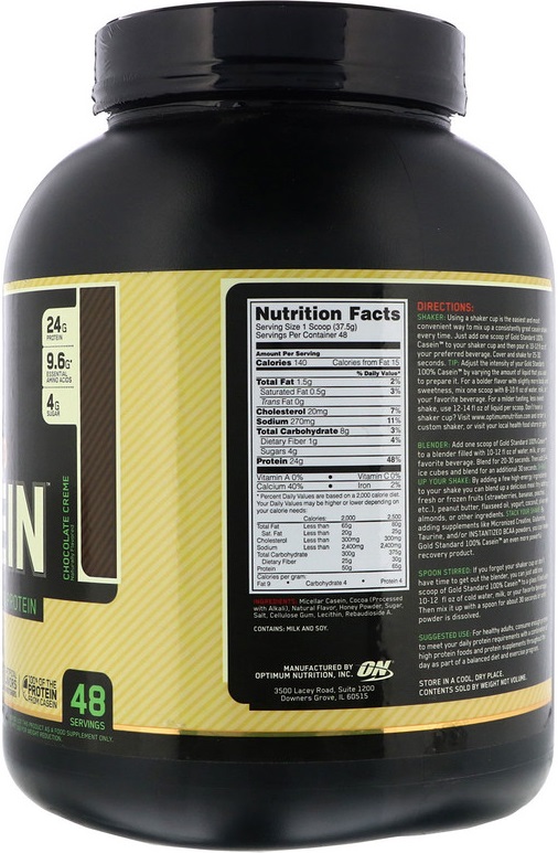 Gold Standard Casein Label Details