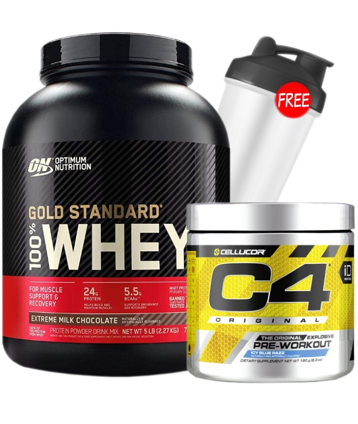 Optimum Nutriton Gold Standard 100% Whey + Cellucor C4 stack