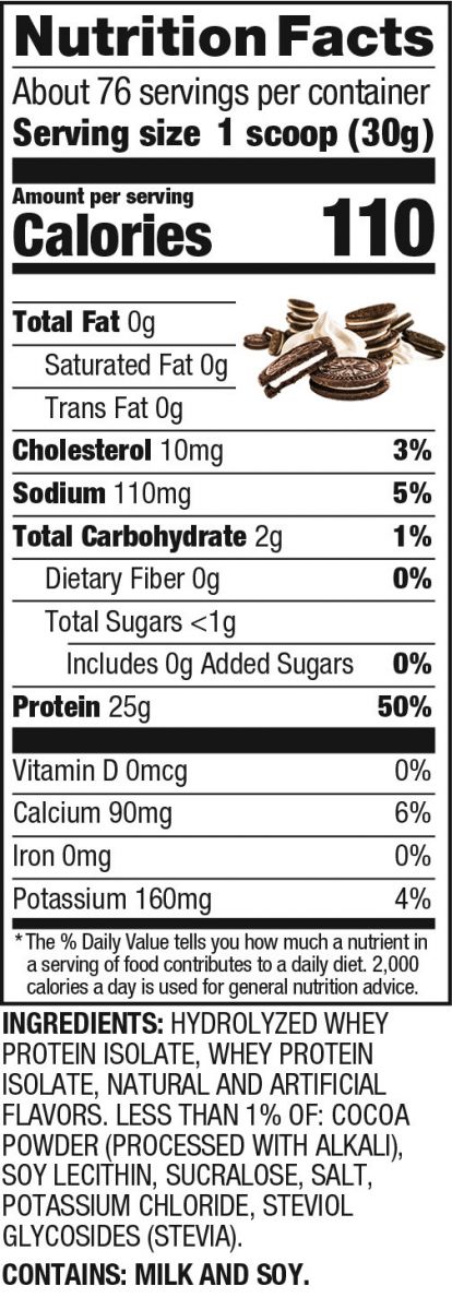 Cookies Cream Nutriton Panel ISO100