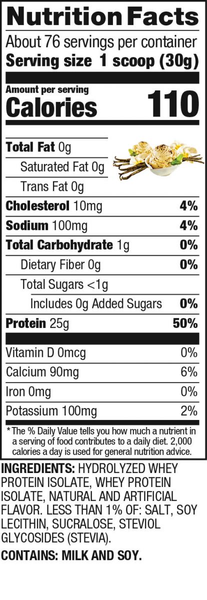 Vanilla ISO100 Nutrition