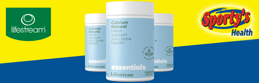 a blue and white container of capsules