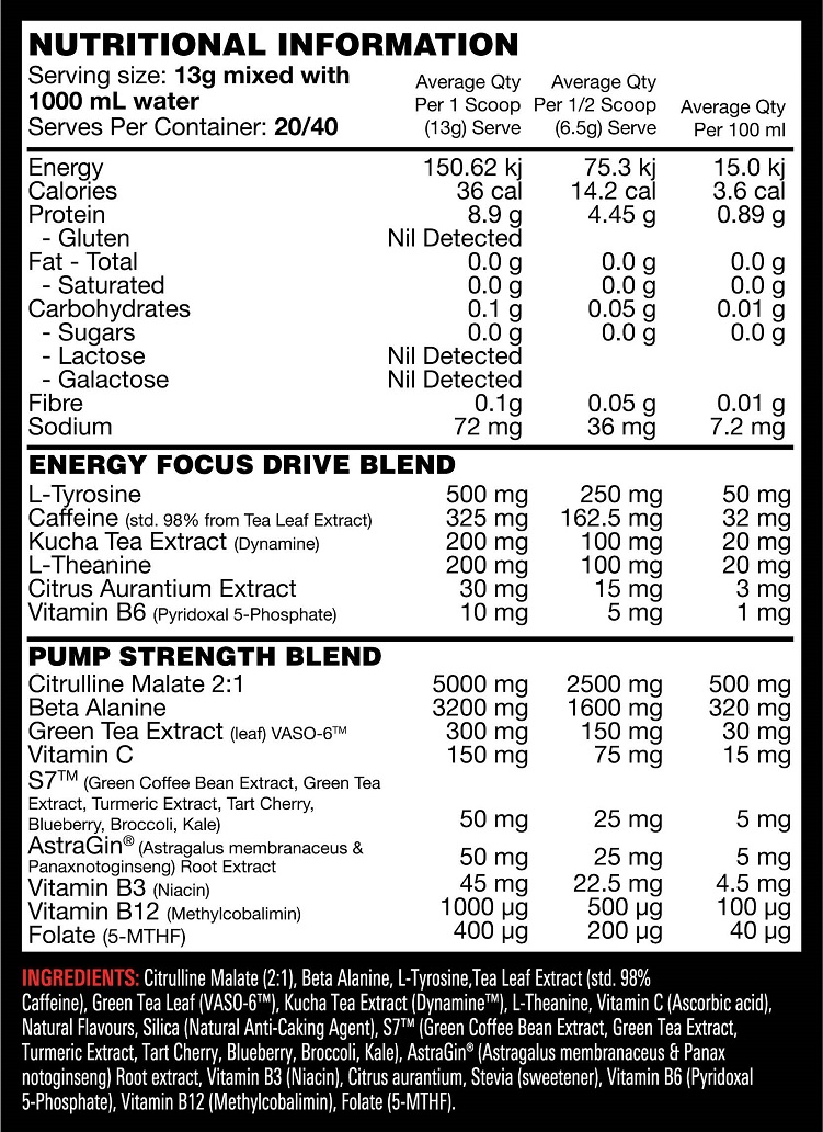 Power Switch Nutritional Information